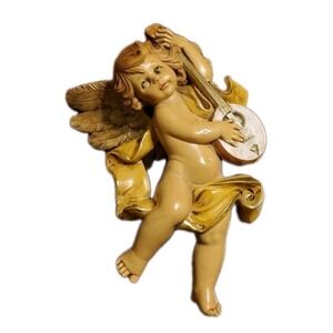Vintage Fontanini Simonetti Depose Italy Cherub Angel Mandolin 565 Wall Hanging